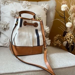 Lightly used Tory Burch canvas/leather shoulder bag.